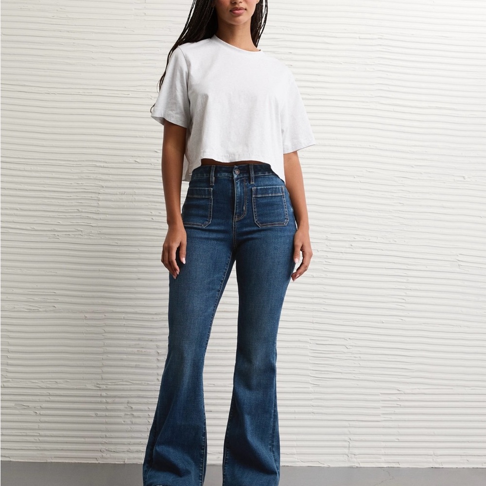 American Eagle Outfitters High-Rise Dark Blue Flare Jeans